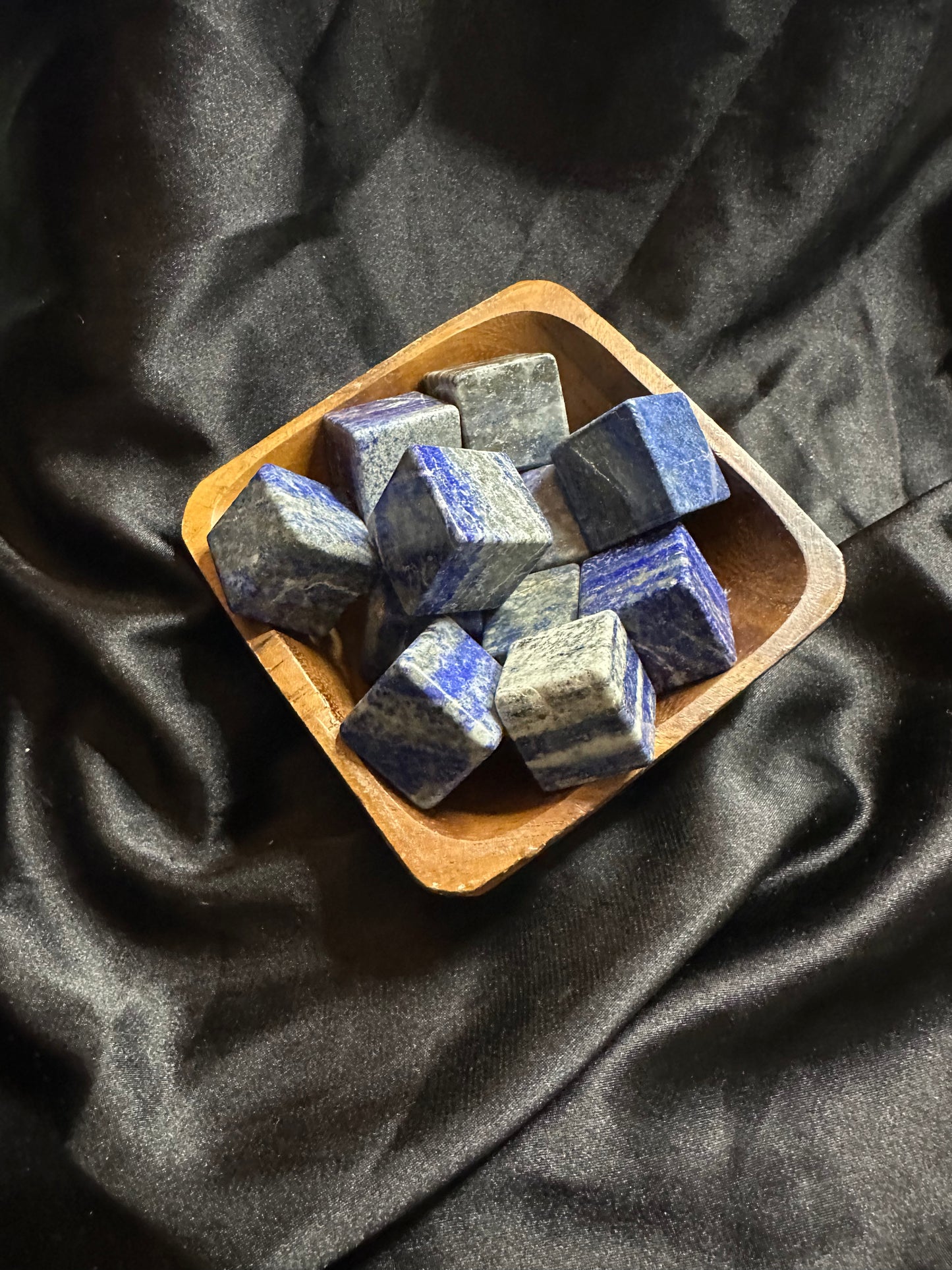 Lapis Lazuli w/Pyrite crystal cube, deep blue flecked with gold pyrite