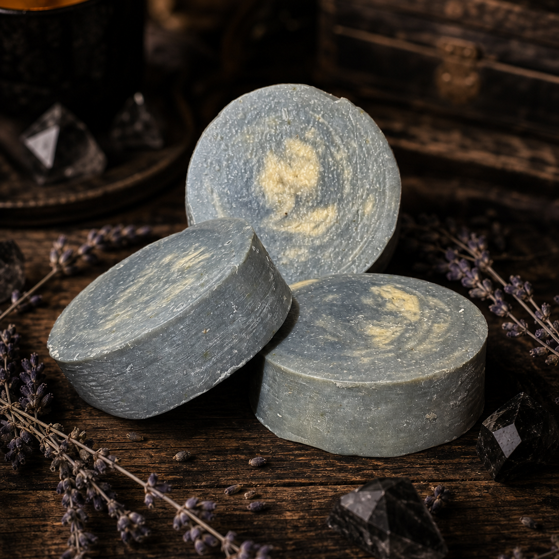 Calm the Ashes, a handmade small-batch bar of herbal soap