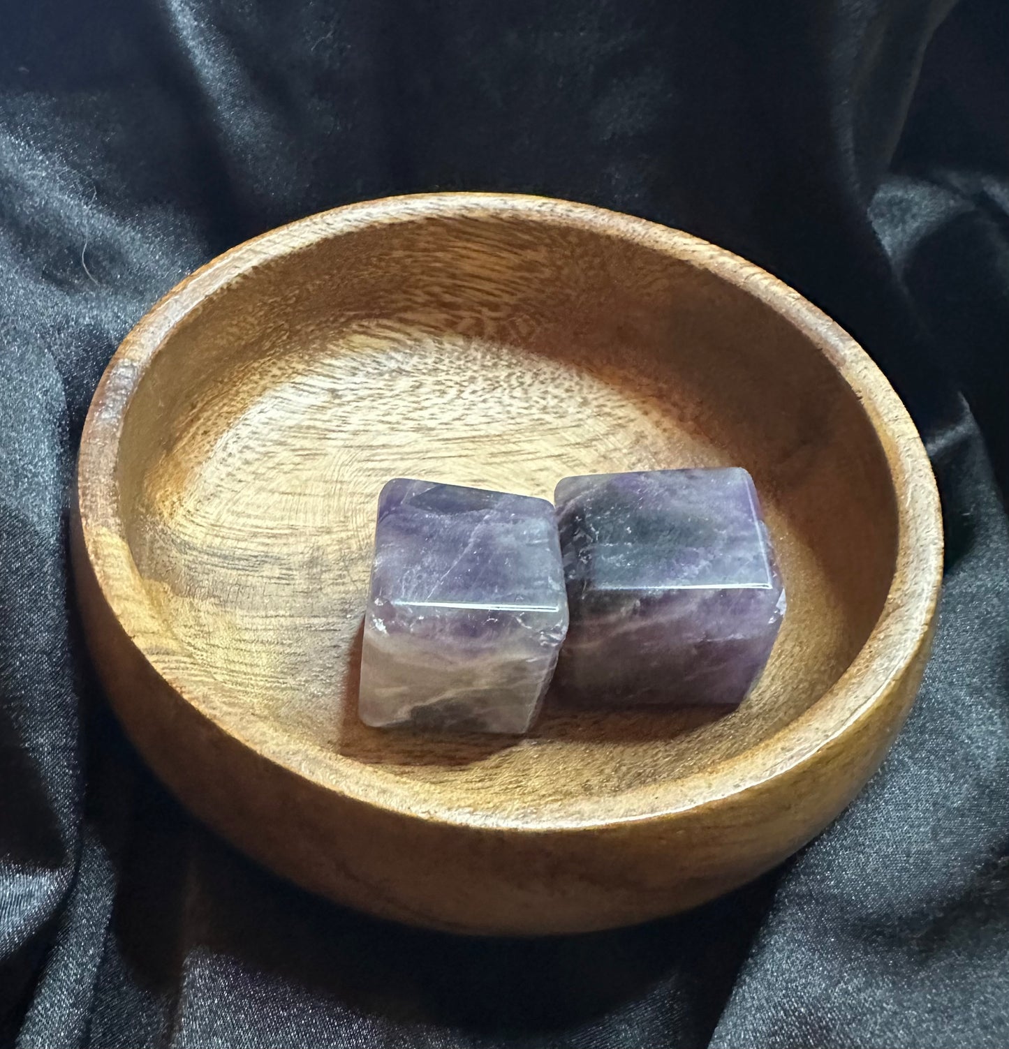 Amethyst (Dream/Chevron) crystal cube, banded purple and white chevron amethyst