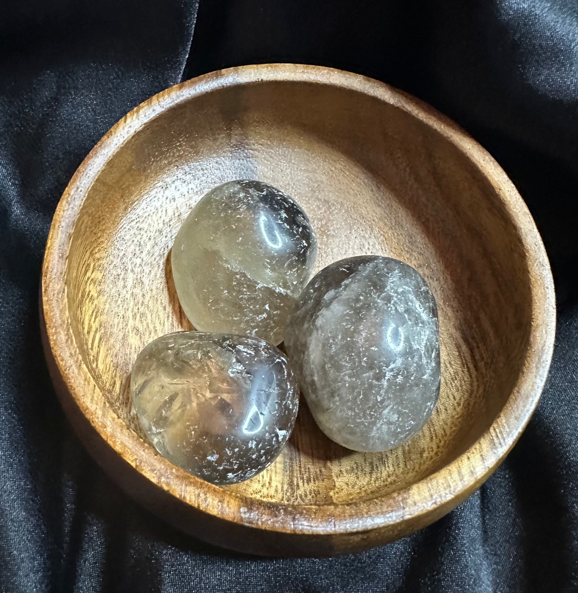 Smoky Quartz tumbled stone, translucent smoky brown-grey