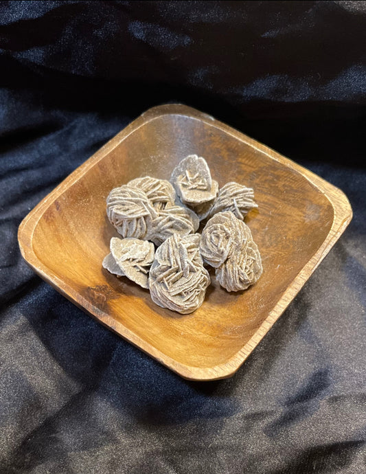 Desert Rose raw crystal specimen, sandy tan selenite in rosette blades