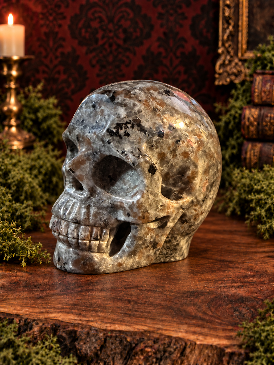 Emberlight skull B in normal light, facing left.