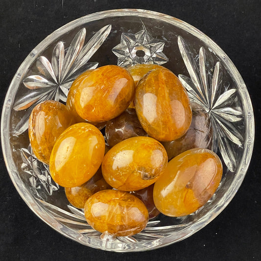 Golden Healer tumbled stone, clear quartz washed with golden iron