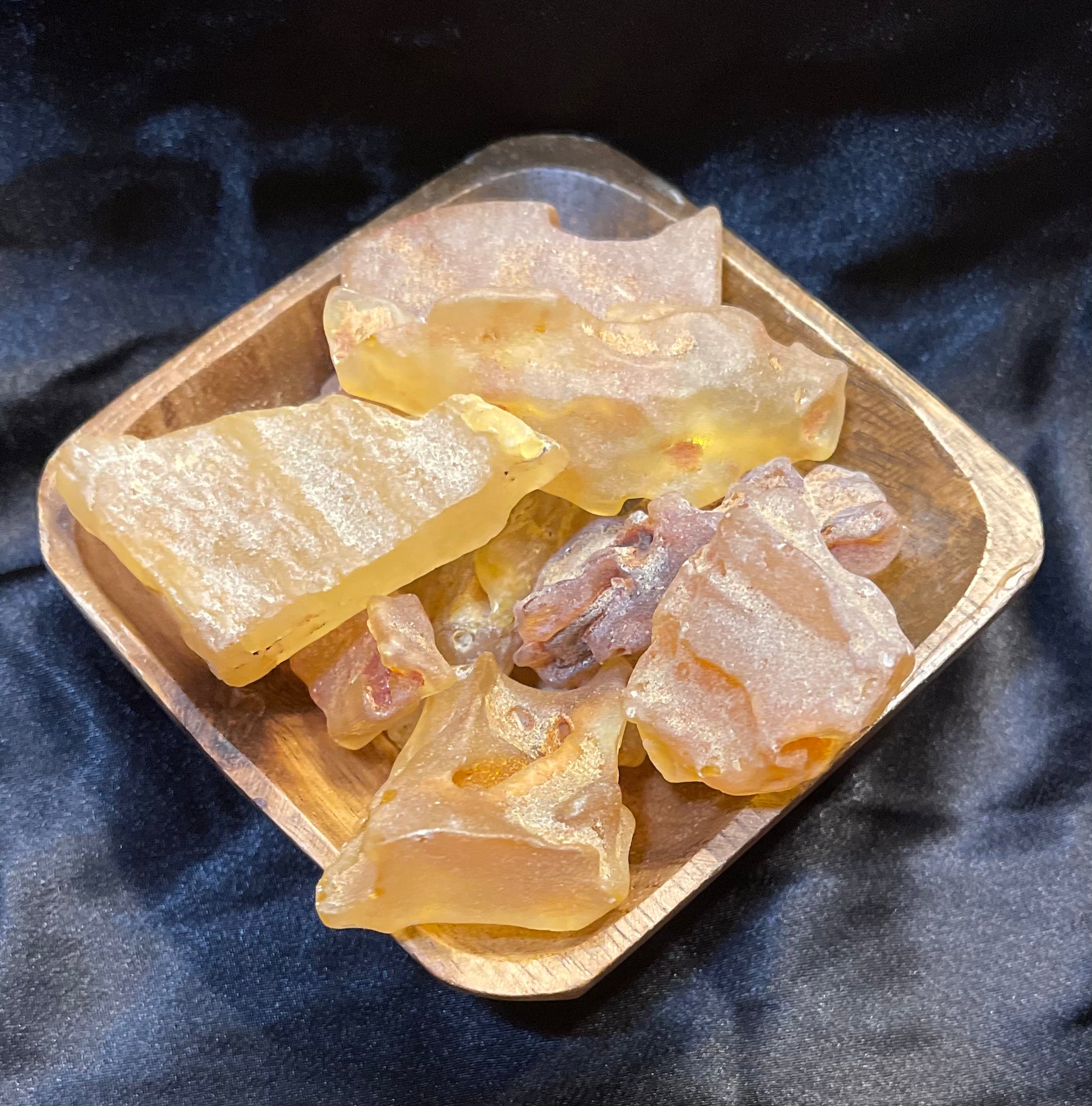 Columbian Amber Raw raw crystal specimen, warm golden translucent fossil resin